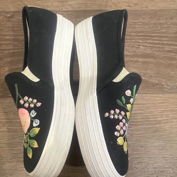 Keds x Rifle Paper Co. Triple Decker Botanical Embellished Slip-On Sneaker, Sz 7 - Picture 7 of 8